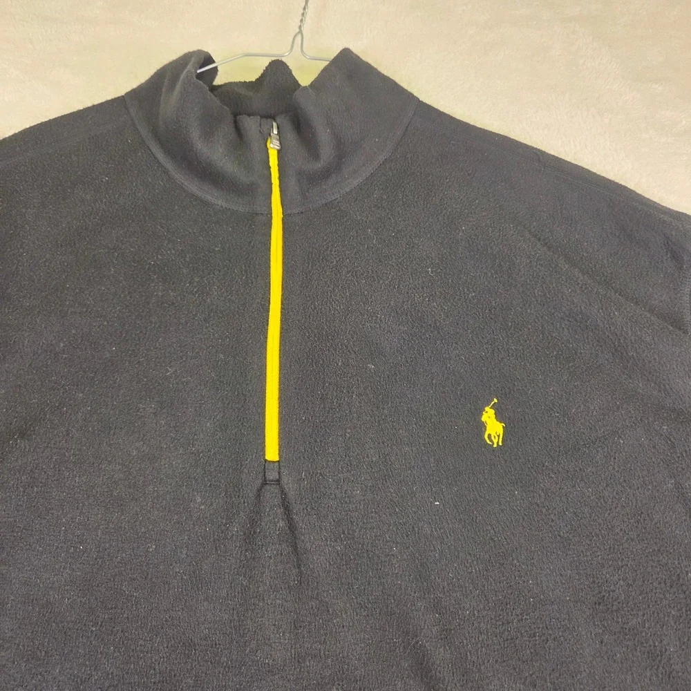 Polo Ralph Lauren Performance Mens 2XB Black Quarter Zip Fleece Pullover Yellow